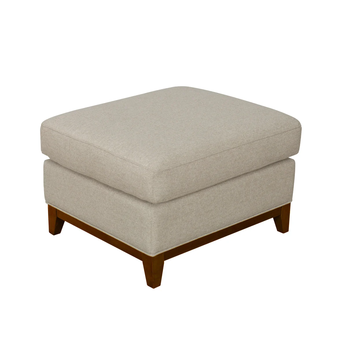Benzara Fabric Upholstered Pillowtop Ottoman with Wooden Tapered Legs, Gray and Brown