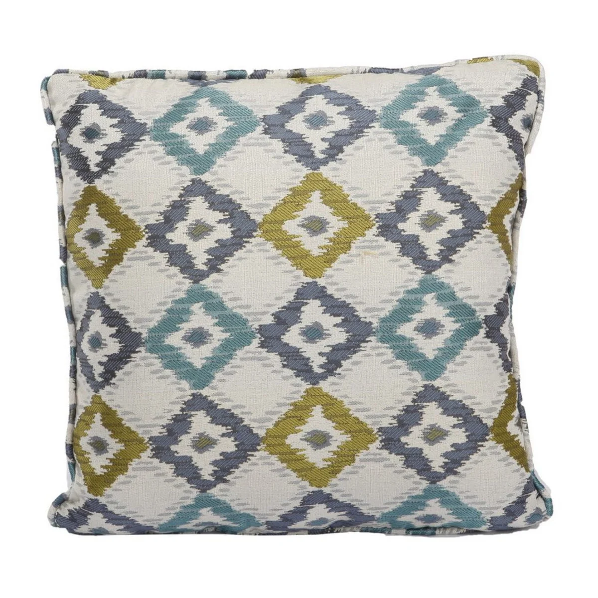 Benzara Woven Design Fabric Accent Pillow in Diamond Pattern and Welting Details, Multicolor