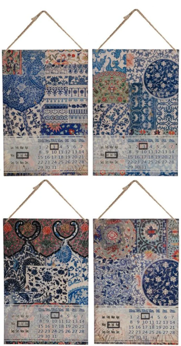 Benzara Classic 4 Piece Metal Calendar Wall Decor Set with Intricate Pattern, Multicolor