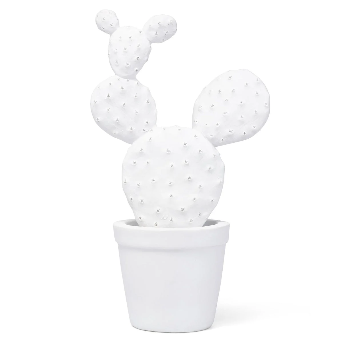 Benzara Resin Decorative Sculpture in Cactus Plant Shape with Glossy Touch, White
