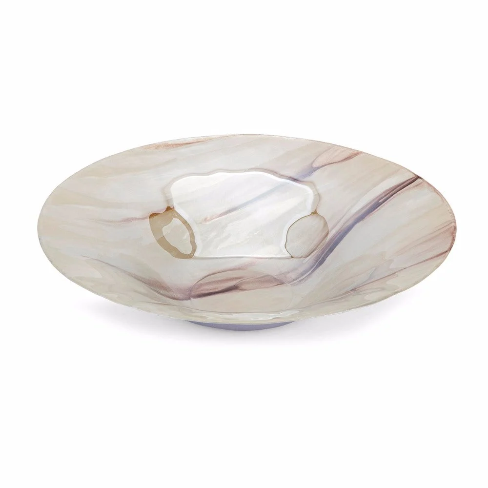 Benzara Glass Constructed Charger Plate with Marble Vein Pattern, Multicolor