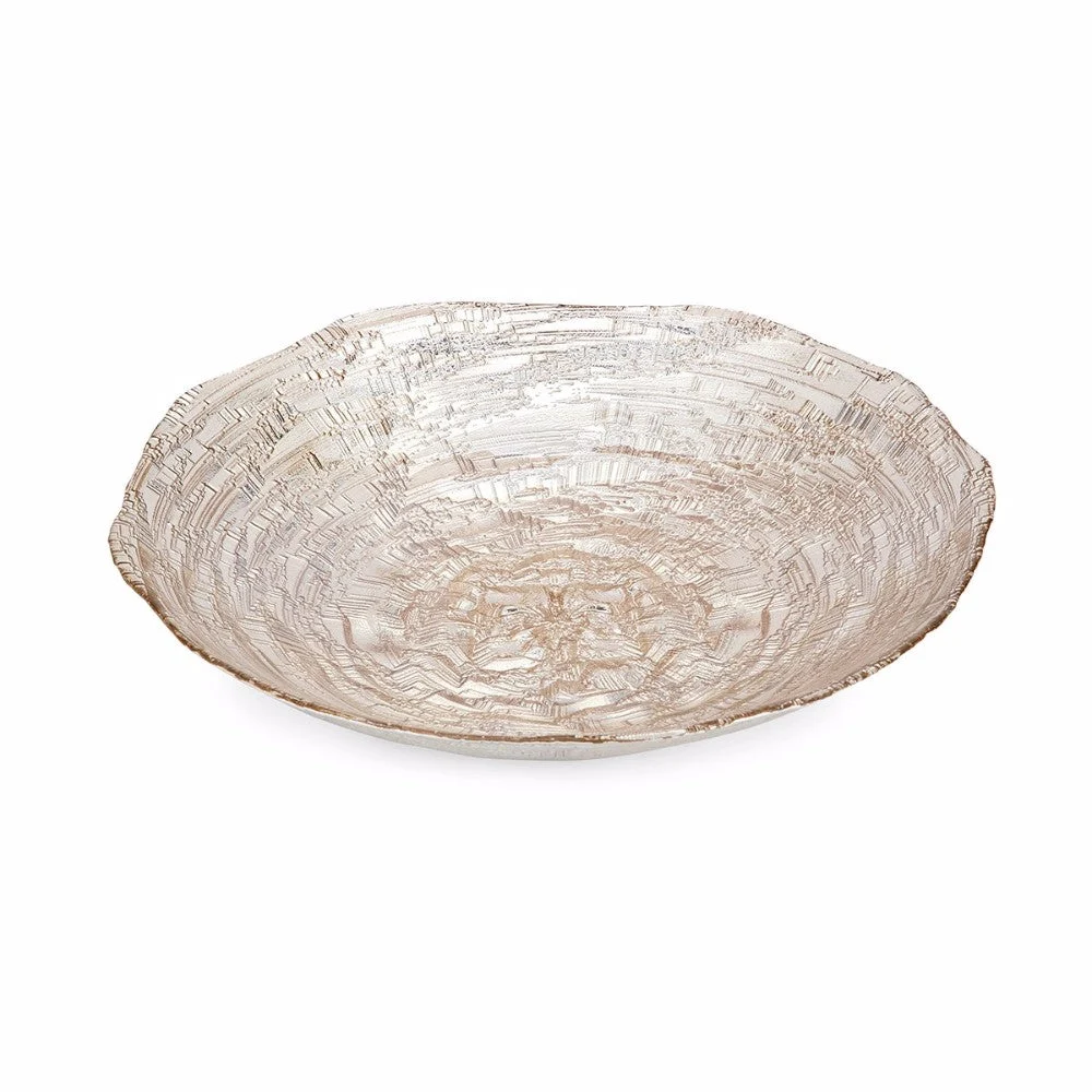 Benzara Glass Constructed Charger Plate with CrackLed Surface, Pink