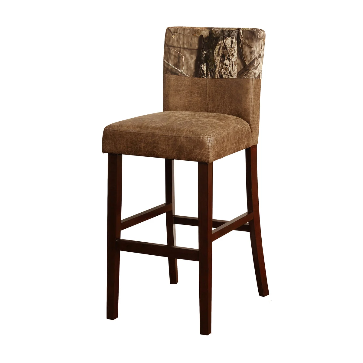 Benzara Dual Tone Fabric Upholstered Wooden Bar Stool, Brown