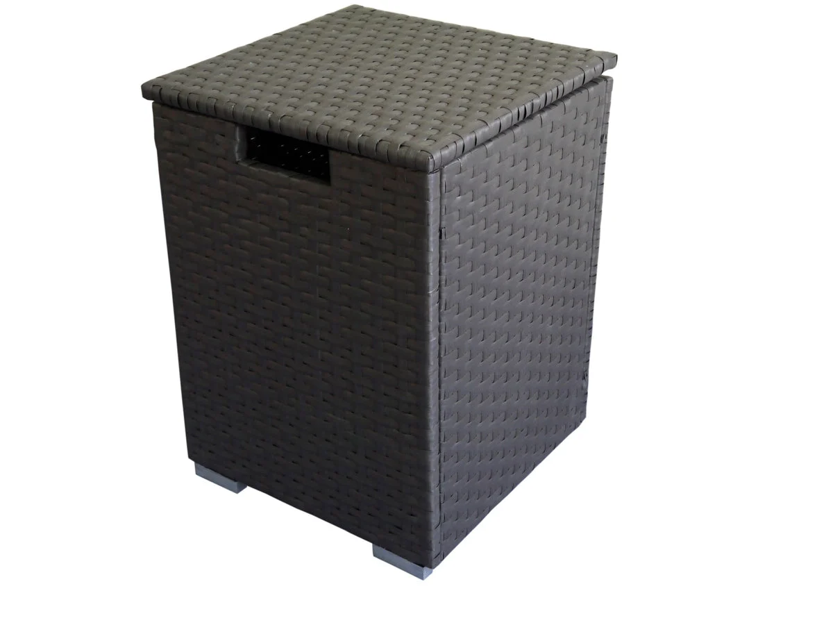 Benzara Propane Tank Protector with Lid and Woven Patten, Brown