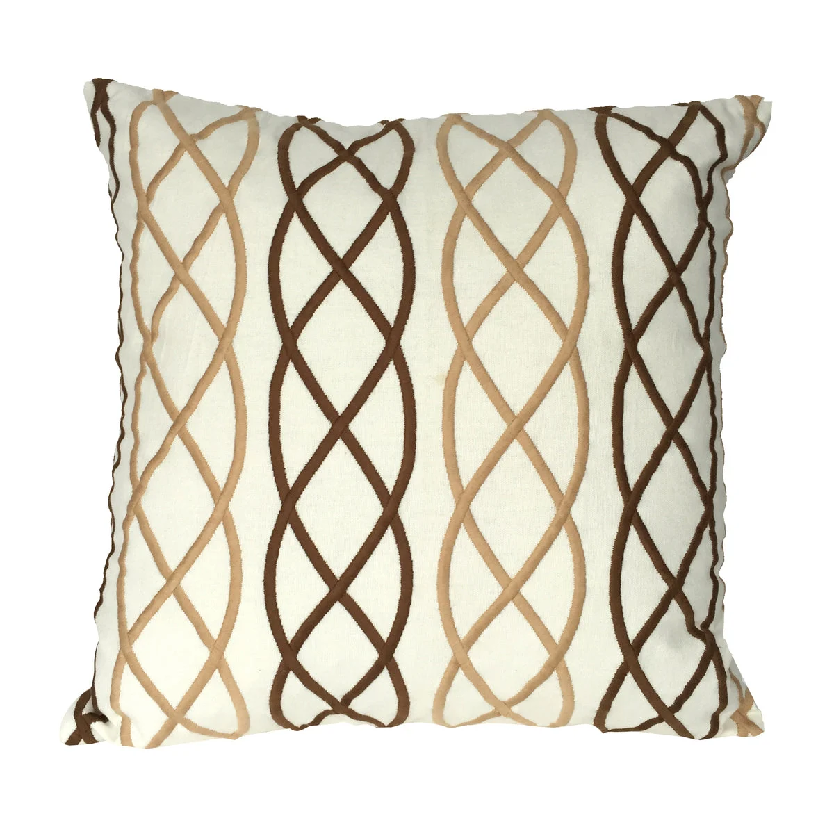 Benzara Contemporary Cotton Pillow with Lattice Details, White and Brown