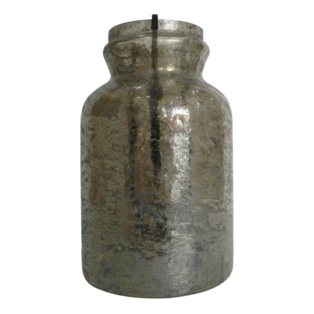 Benzara Traditional Style Jar Shaped Glass Candleholder, Gray