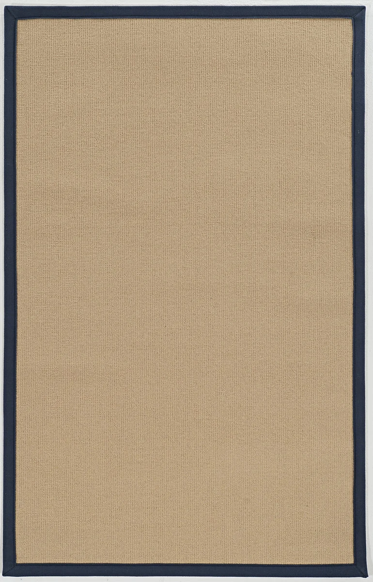Benzara 2.83 x 1.83 Machine Tufted Wool Rug with Action Backing, Beige and Blue