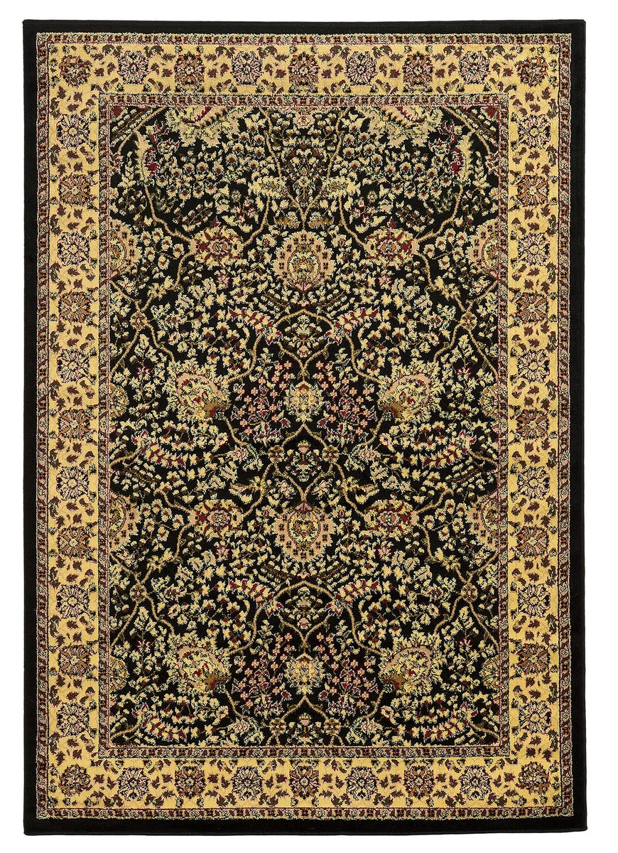 Benzara 7.25 X 5 Feet Persian Power Loom Polypropylene Rug, Black and Beige