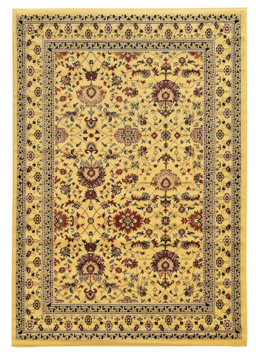 Benzara 7.25 X 5 Feet Persian Power Loom Polypropylene Rug, Yellow and Red