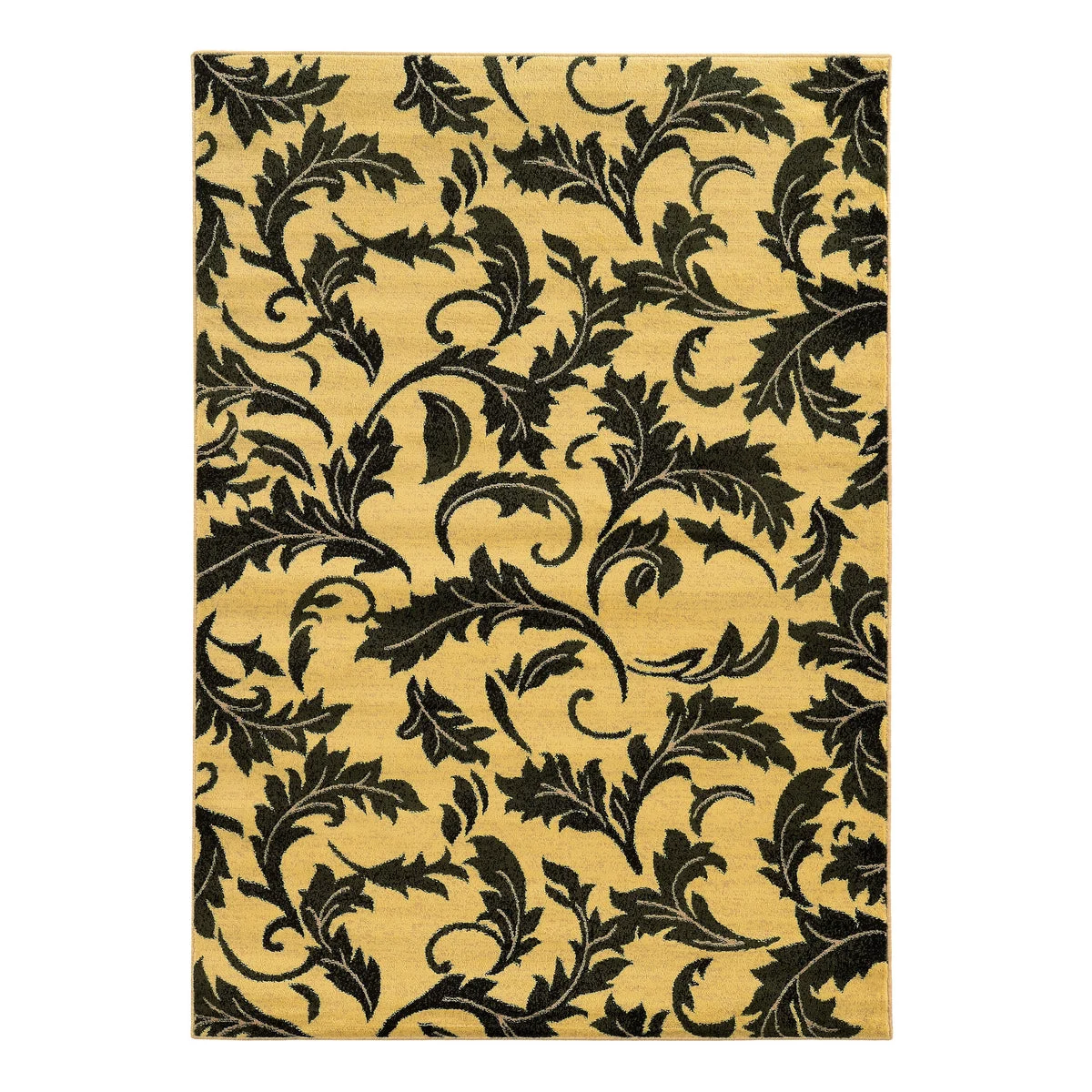 Benzara 3 X 2 Feet Power Loom Polypropylene Rug with Filigree Detail, Cream and Green