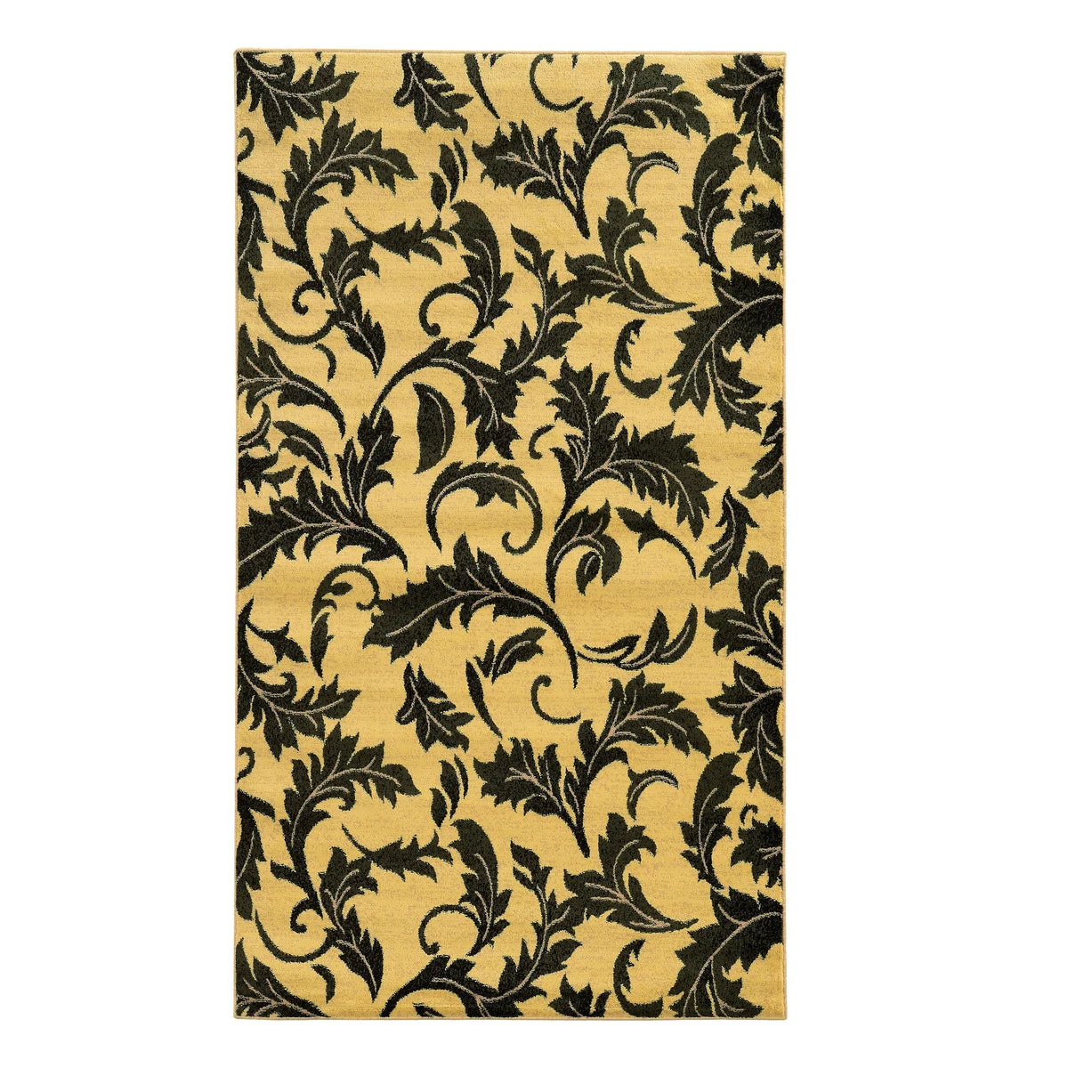 Benzara 7.25 X 5 Feet Power Loom Polypropylene Rug with Filigree Detail,Cream and Green