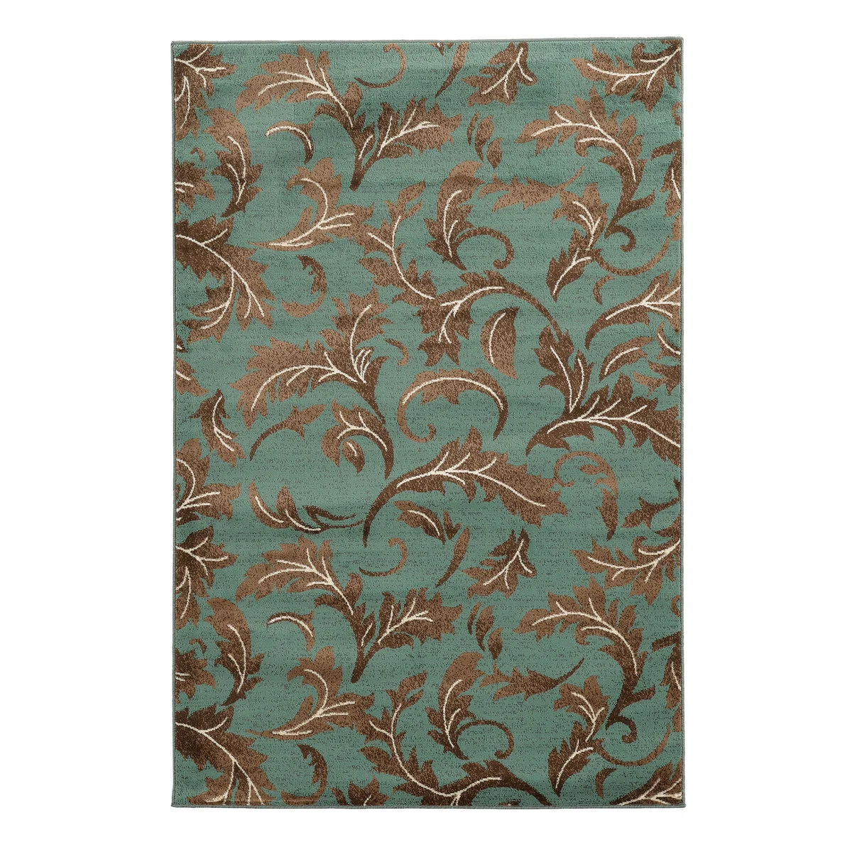 Benzara 3 X 2 Feet Power Loom Polypropylene Rug with Filigree Detail, Blue and Brown