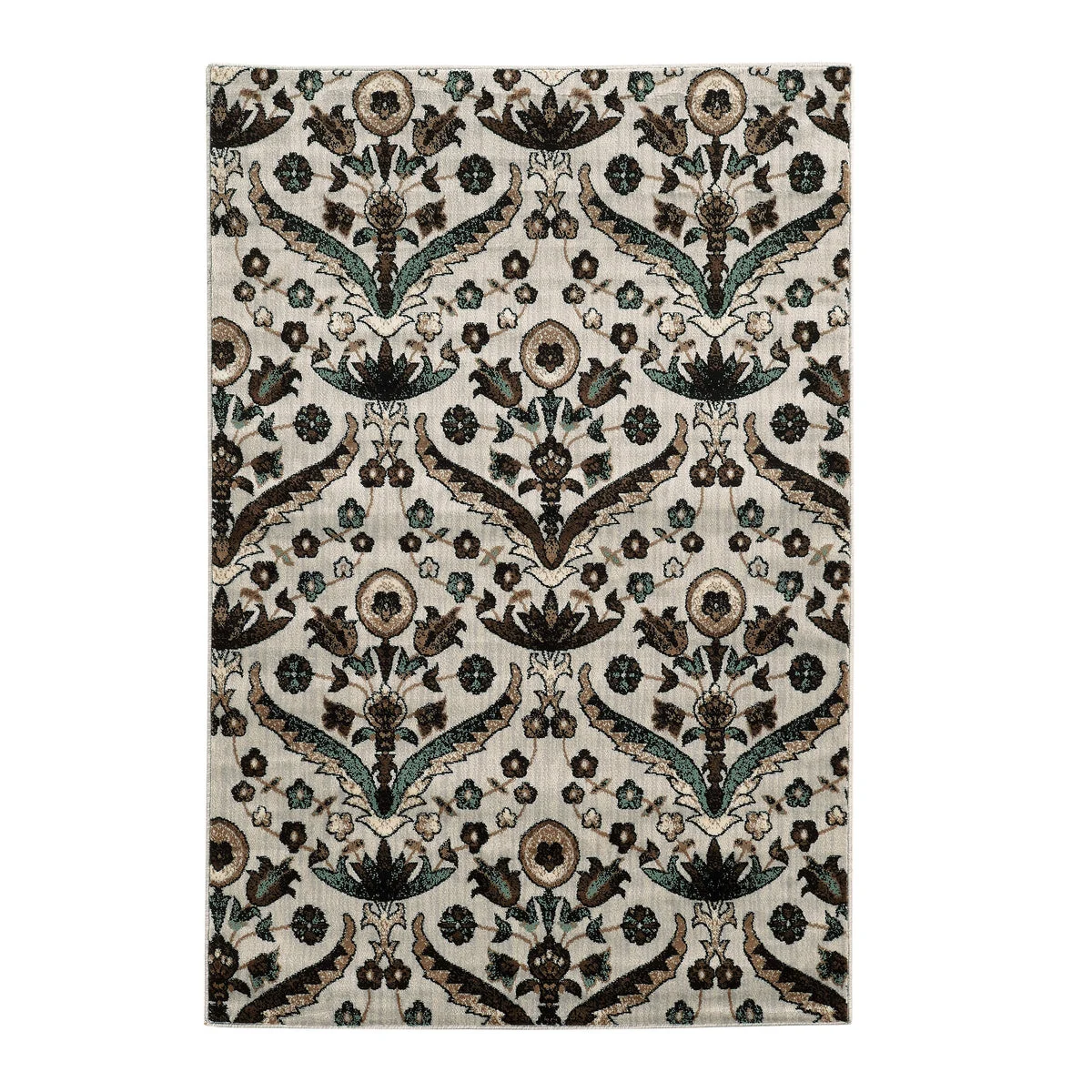 Benzara 7.25 X 5 Feet Power Loom Polypropylene Rug with Damask Pattern, Multicolor