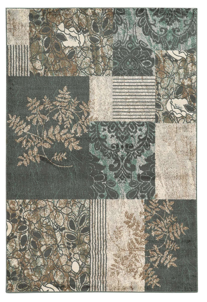 Benzara 3 X 2 Feet Power Loom Patchwork Rug with Abstract Motif, Multicolor