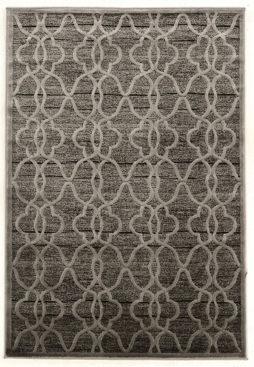 Benzara 7.5 X 5 Feet Power Loomed Polyester Rug with Lattice Pattern, Gray