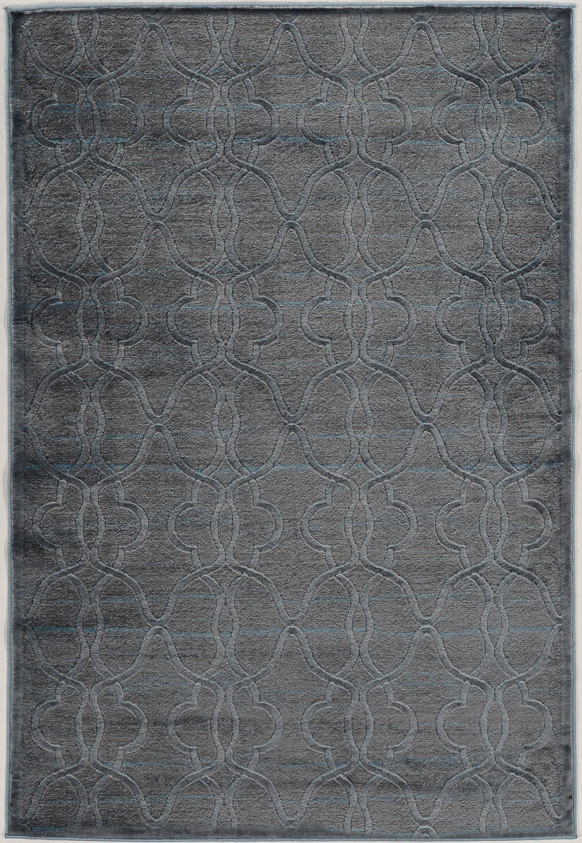 Benzara 3 X 2 Feet Power Loomed Polyester Rug with Lattice Pattern, Blue and Black