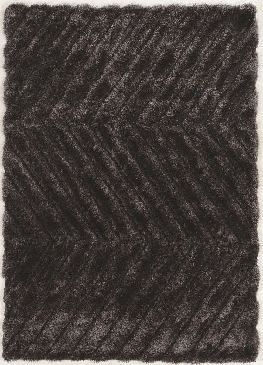 Benzara 3 X 2 Feet Hand Tufted and Carved Polyester Rug with Zigzag Pattern, Gray