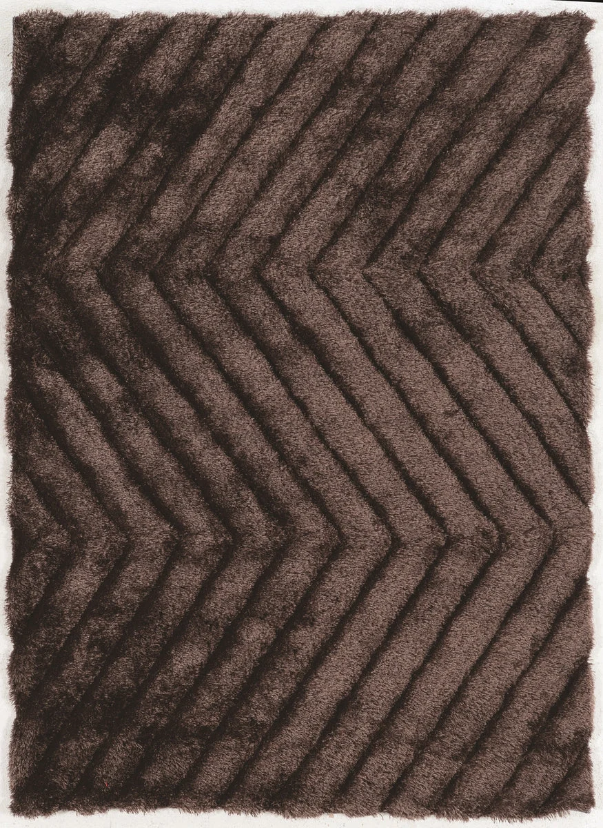 Benzara 3 X 2 Feet Hand Tufted and Carved Polyester Rug with Zigzag Pattern, Brown