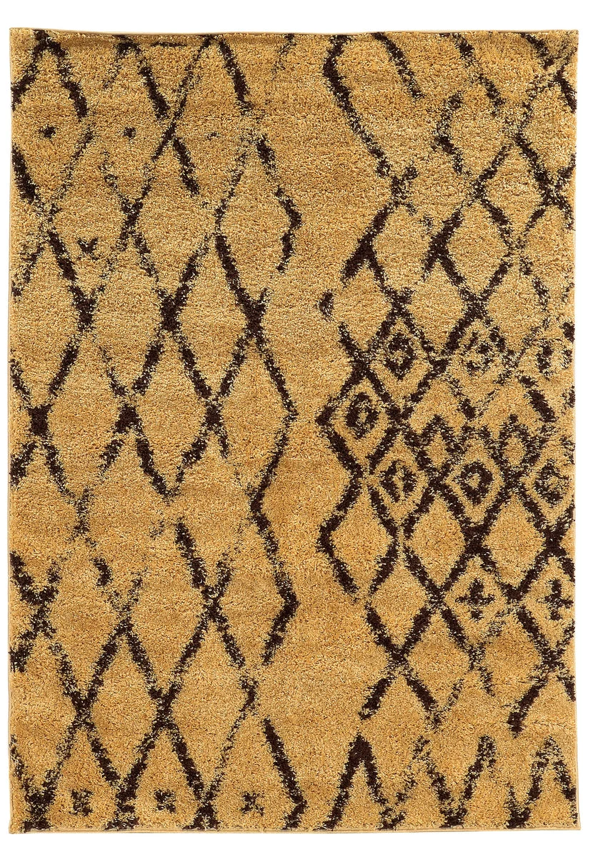 Benzara 7 x 5 Feet Geometric Pattern Polypropylene Power Loomed Rug, Brown