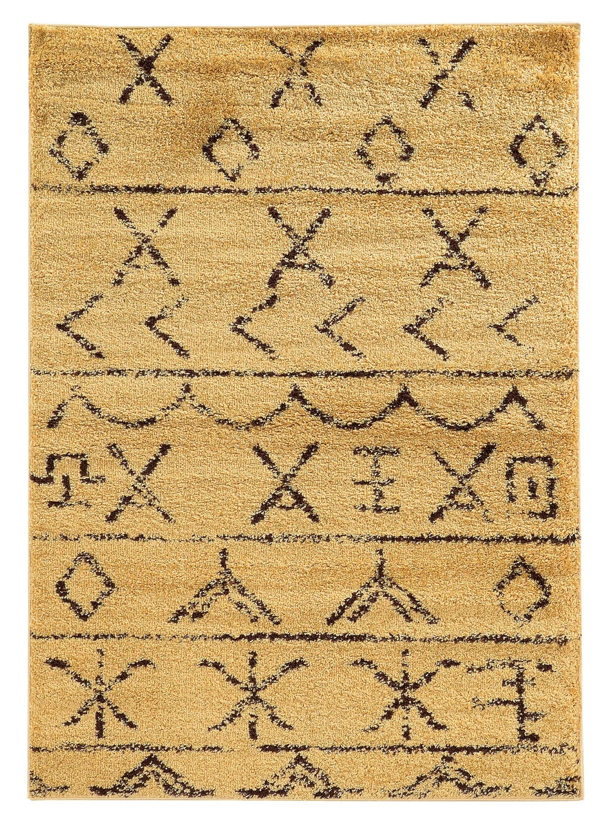 Benzara 7 x 5 Feet Polypropylene Power Loomed Rug with Tribal Pattern, Brown