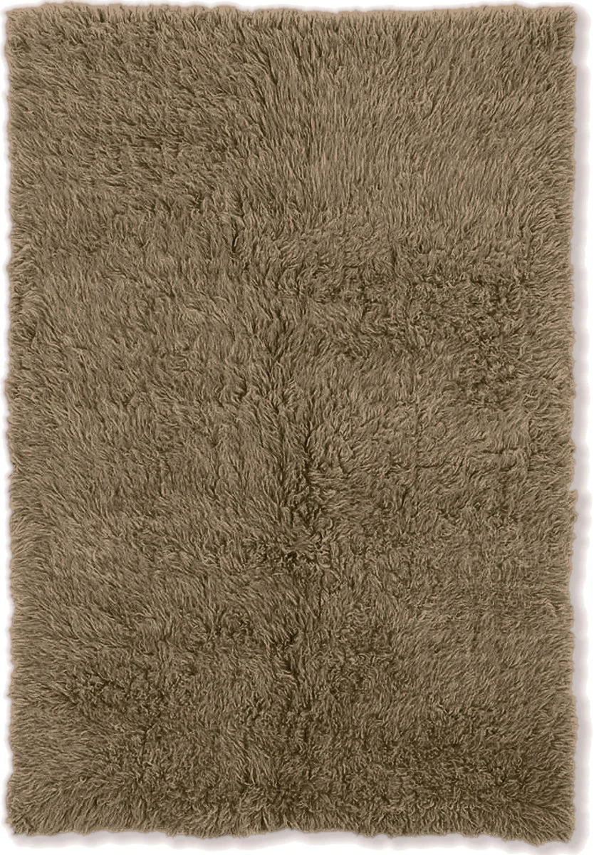 Benzara 7 X 5 Feet Shag Style Latex Free Hand Woven Wool Rug, Light Brown