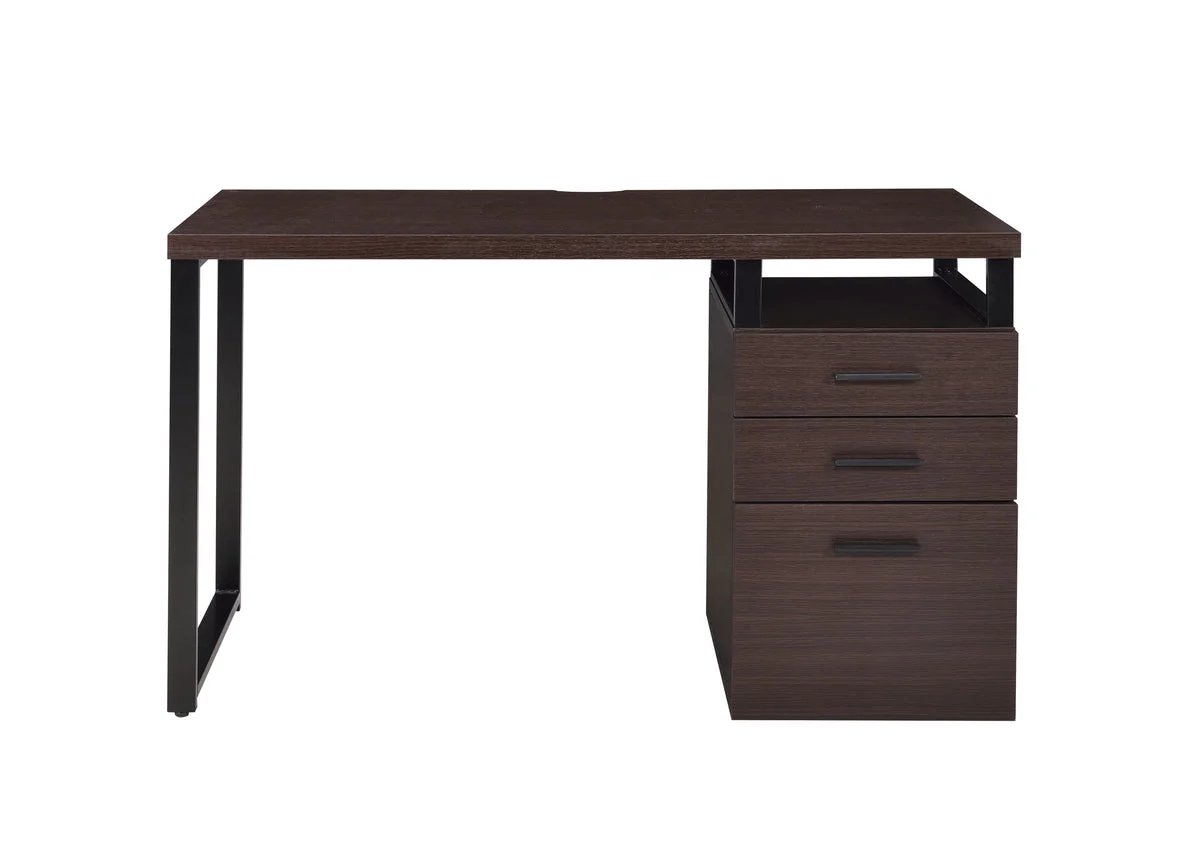 Benzara Wooden Writing Desk with Spacious Storage Option, Brown and Black