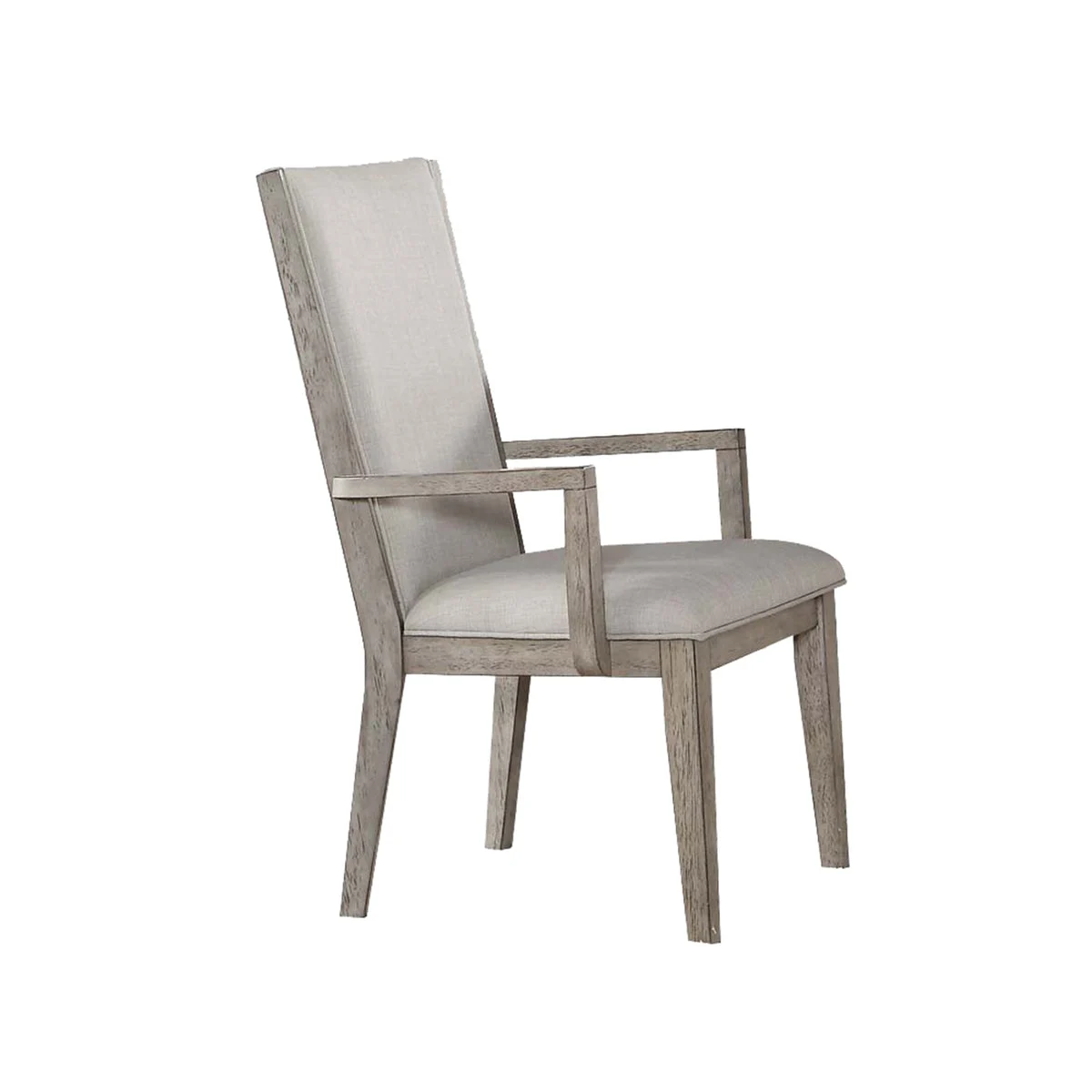 Benzara Wooden Arm Chairs with Fabric Padded Seat and High Backrest, Gray, Set of 2