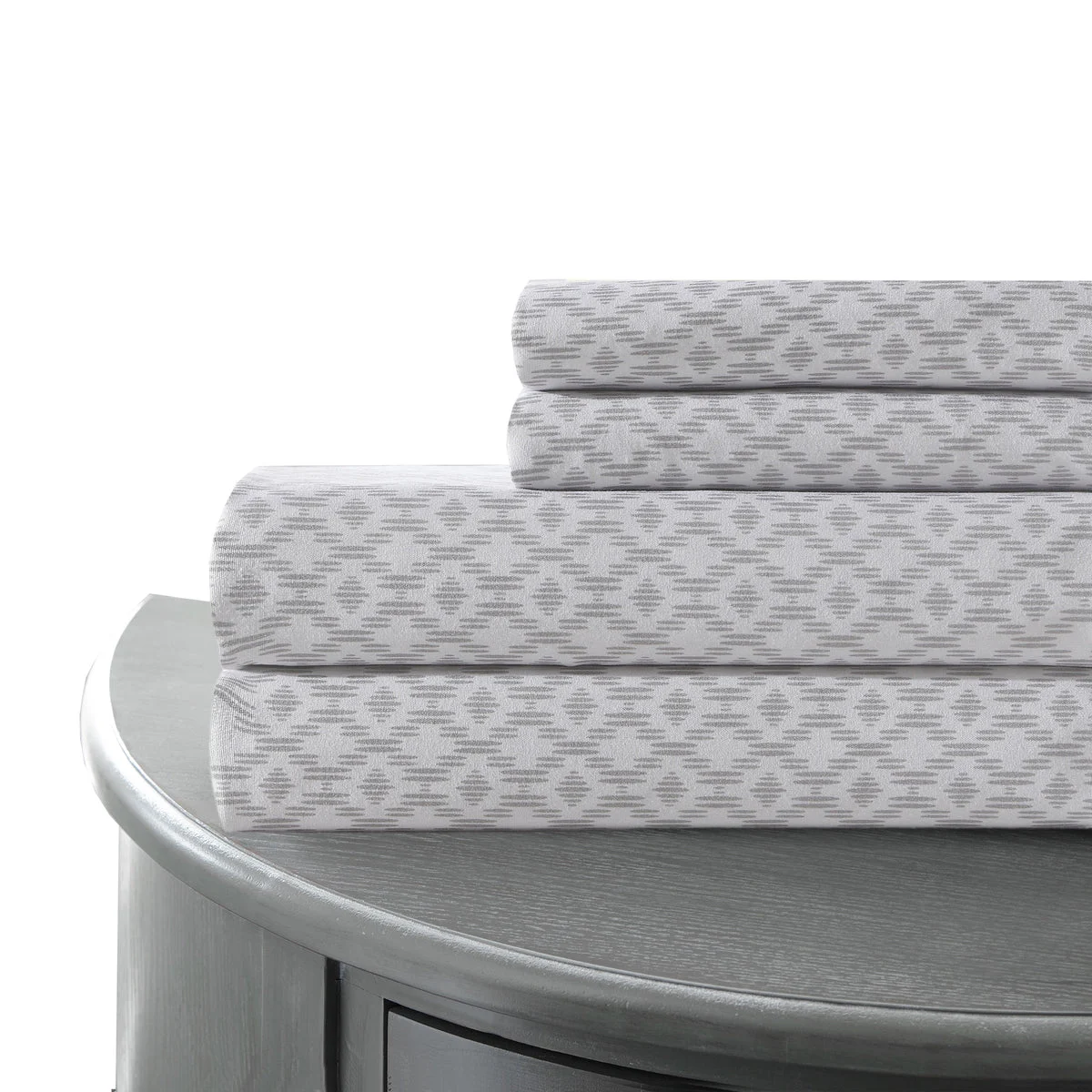 Venice 3 Piece Twin Size Navajo Diamond Sheet Set The Urban Port, Gray and White