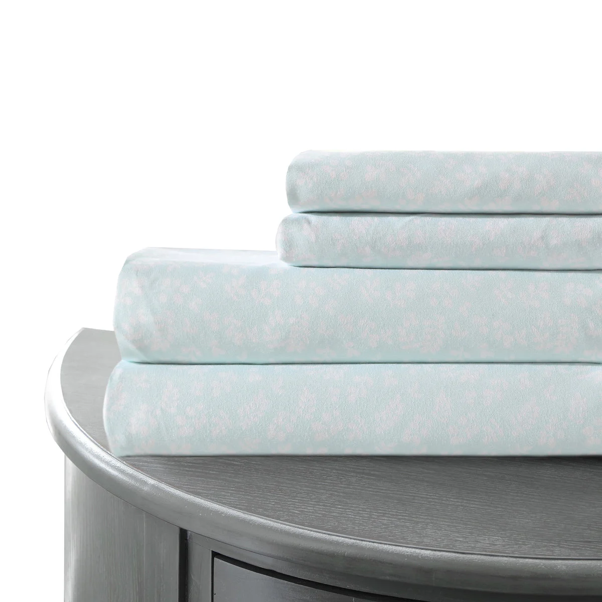 Venice 3 Piece Twin Size Sheet Set with Fern Sketch The Urban Port, Blue and White