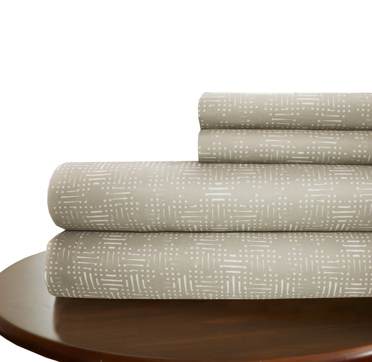Melun 4 Piece Geo Full Size Sheet Set The Urban Port, White and Brown