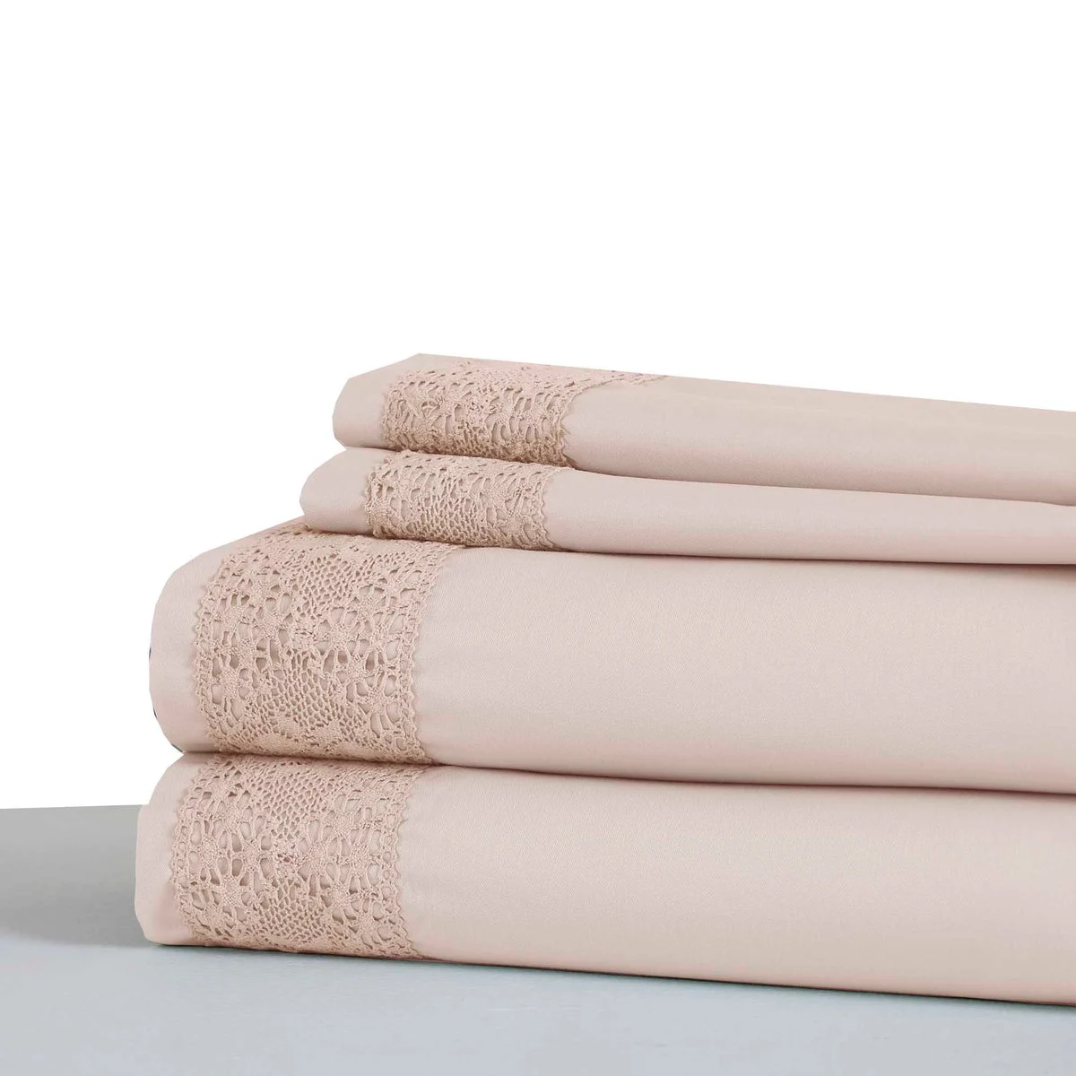 Le Mans 3 Piece Twin Size Sheet Set with Lace Details The Urban Port, Pink