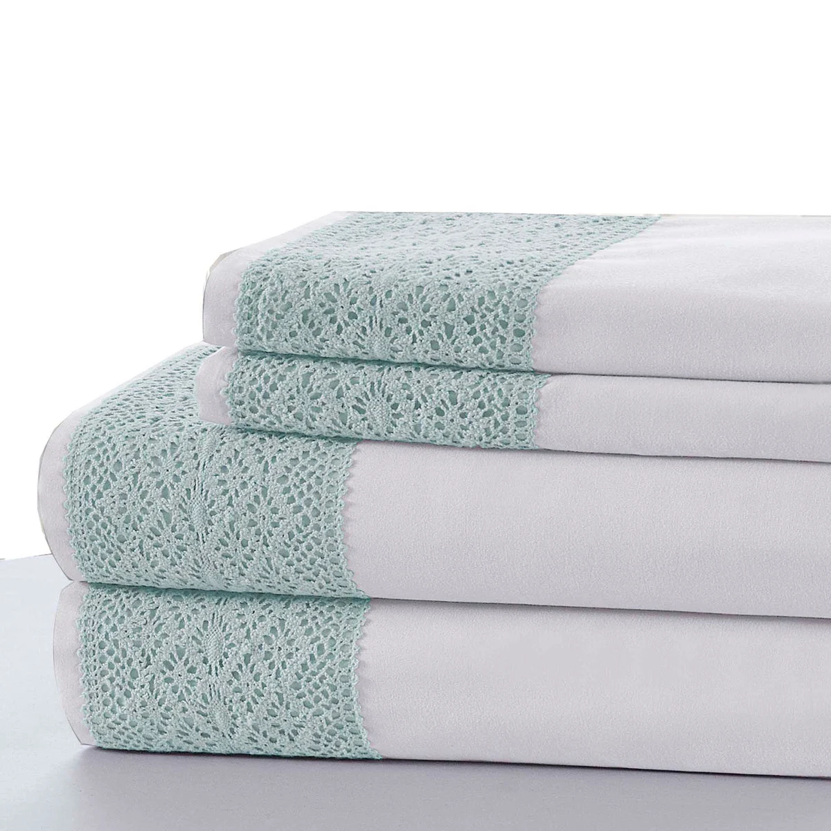 Le Mans 3 Piece Twin Size Sheet Set with Lace Details The Urban Port, Blue