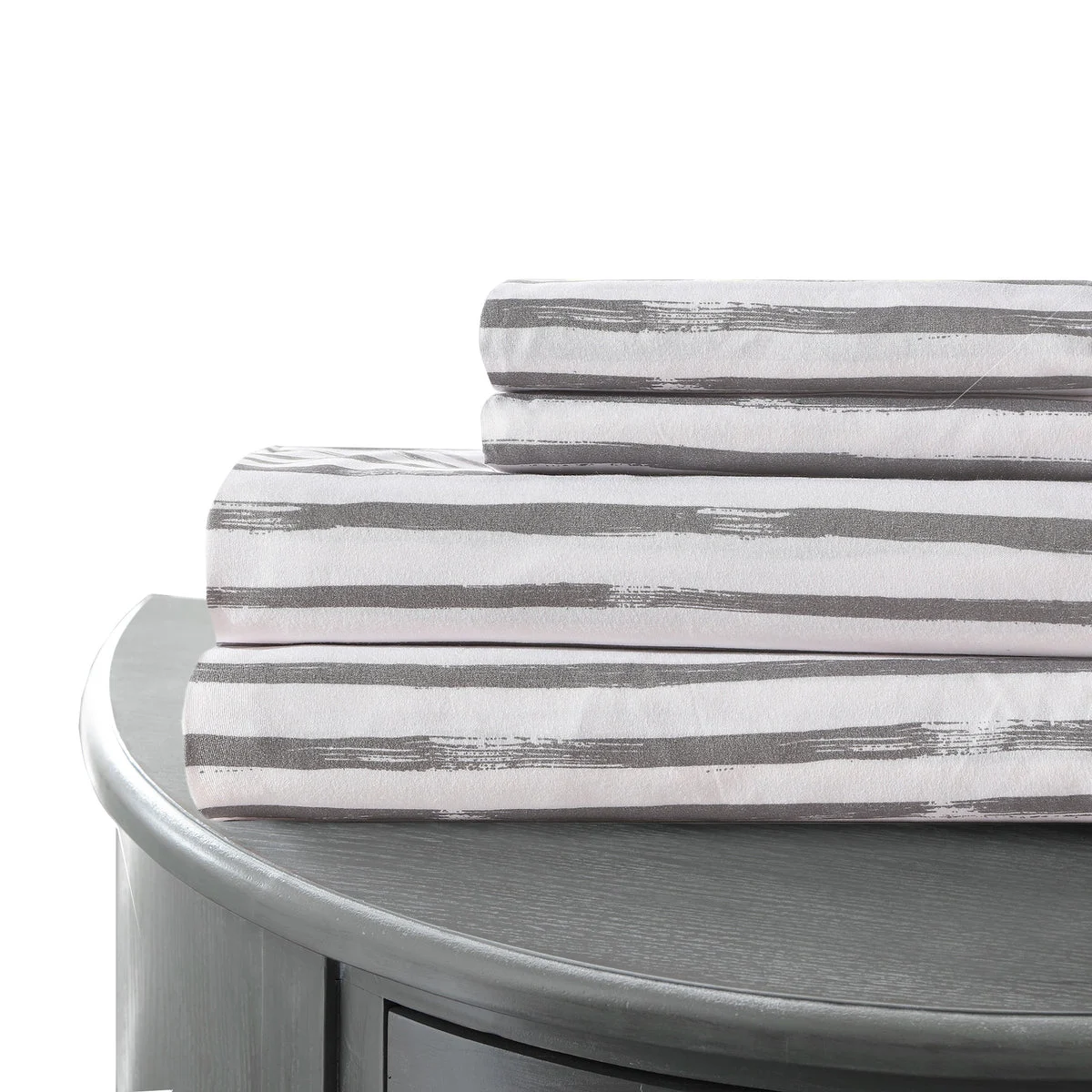 Venice 4 Piece California King Paintbrush Sheet Set The Urban Port, White and Gray
