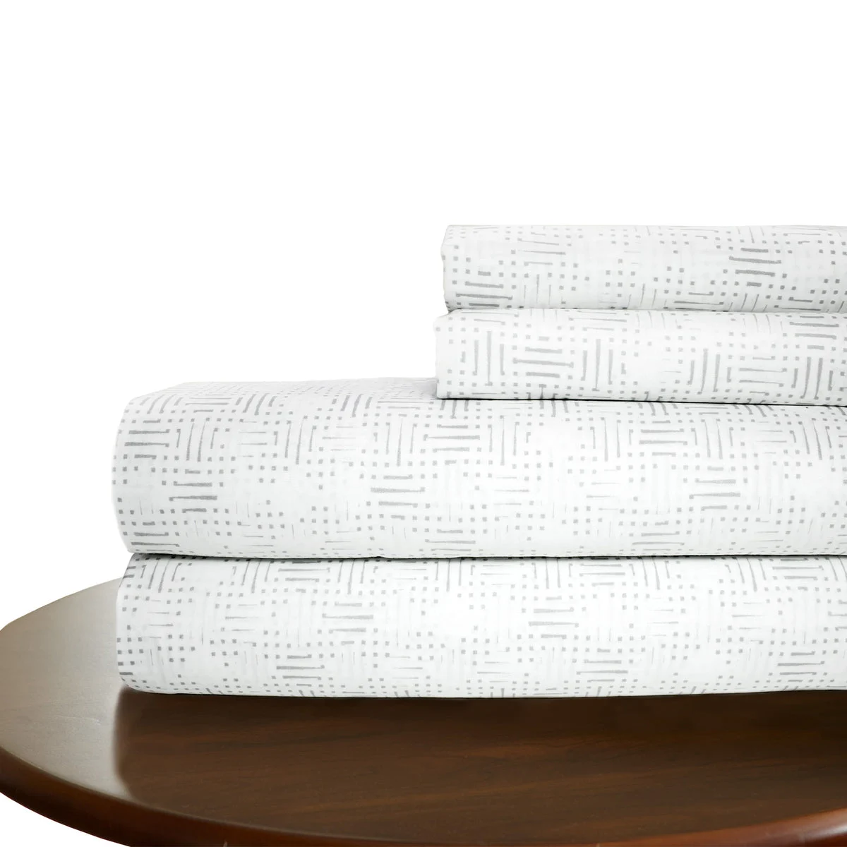 Melun 4 Piece California King Geo Pattern Sheet Set The Urban Port, Gray and White