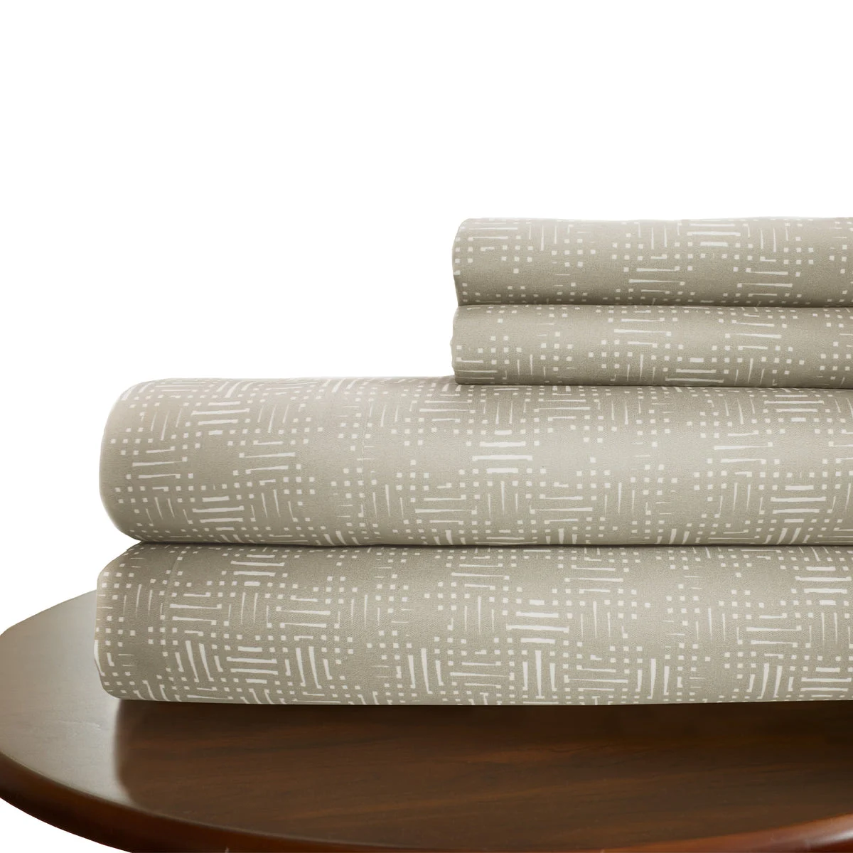 Melun 4 Piece California King Geo Pattern Sheet Set The Urban Port, Brown and White