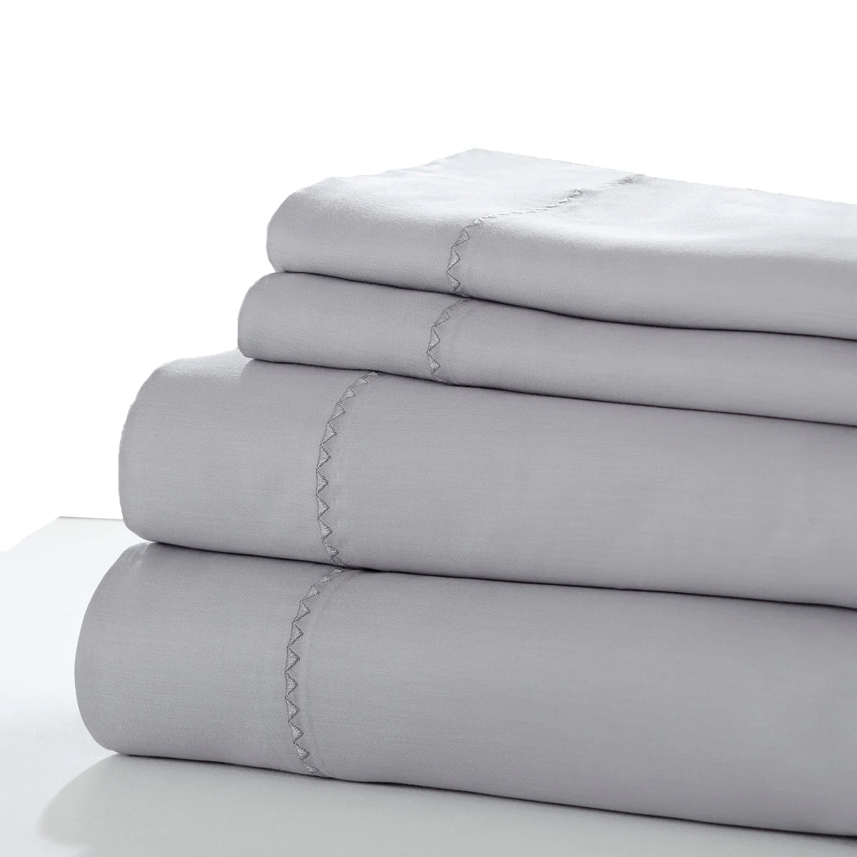 Fano 4 Piece Full Size Sheet Set with Embroidered Hem The Urban Port, Gray