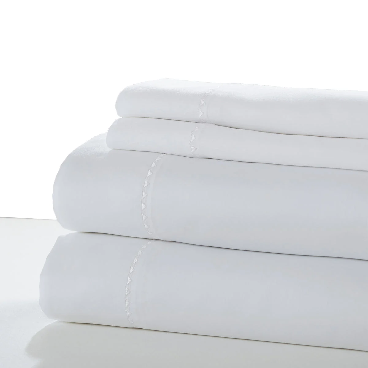Fano 4 Piece Full Size Sheet Set with Embroidered Hem The Urban Port, White