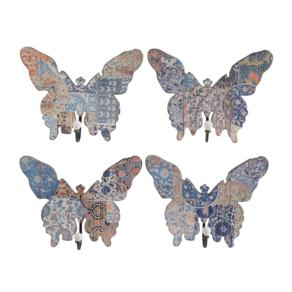 Benzara Butterfly Wall decor with Abstract Print, Set of 4, Multicolor