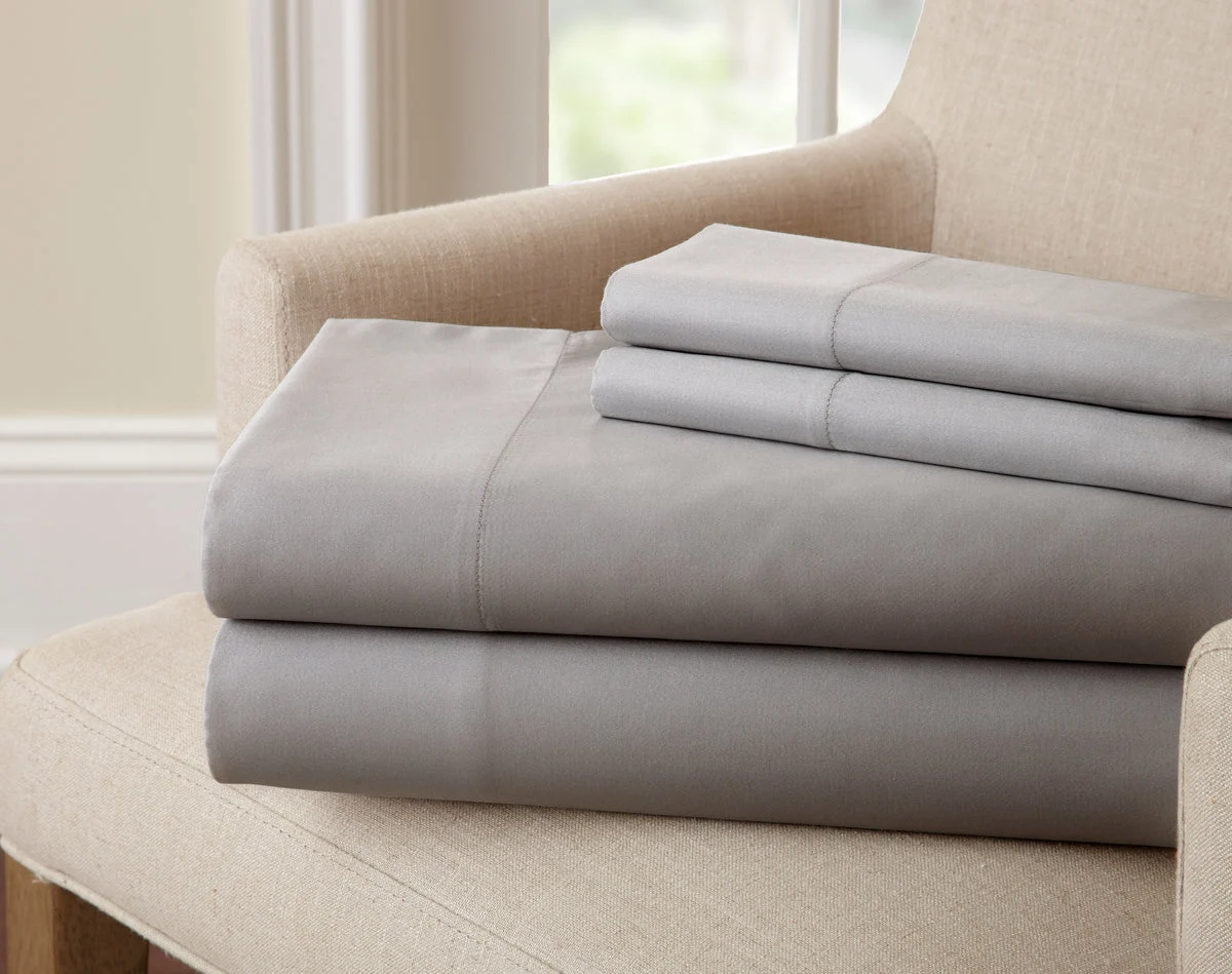 The Urban Port Sassuolo 4 Piece Bamboo Rich Full Size Sheet Set with 220 Thread Count, Gray