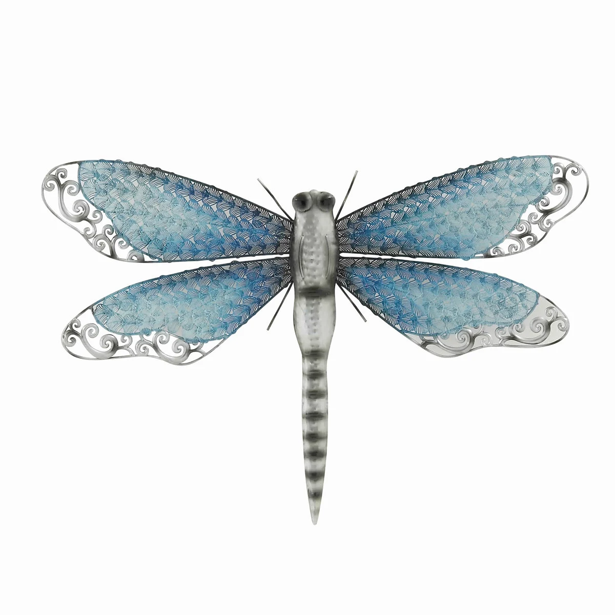 Benzara BM216407 Metal Dragonfly Wall Accent with Mounting Hardware, Turquoise Blue
