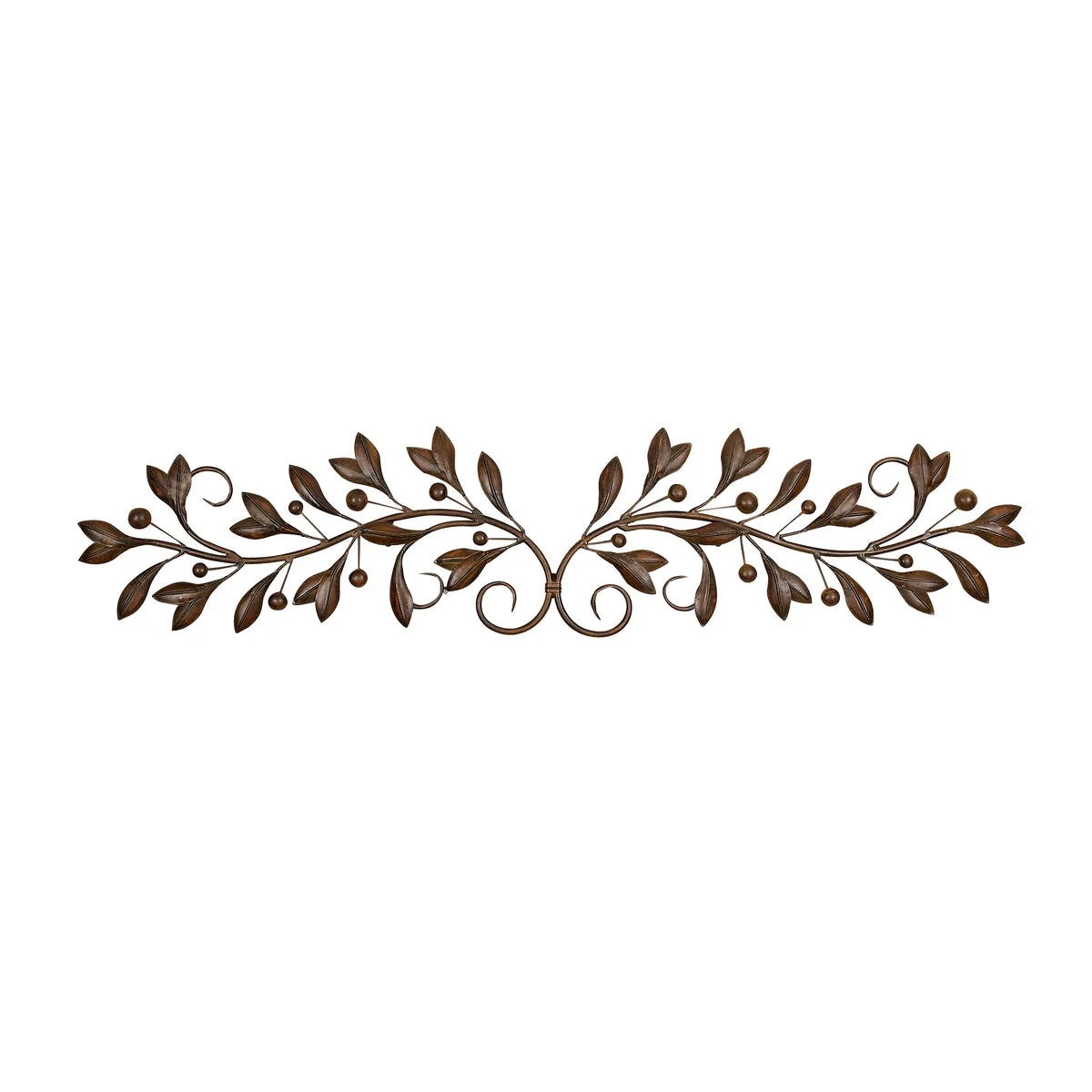 Benzara BM216435 9 Inches Metal Leaf Wall Decor with Mounting Hardware, Brown