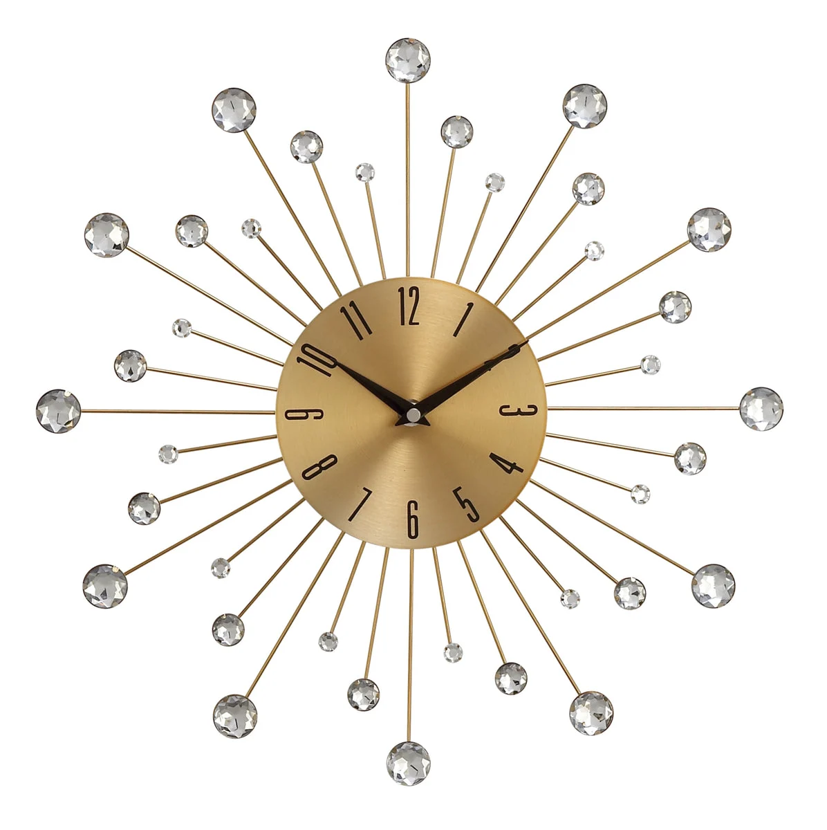 Benzara BM216452 Round Metal Frame Wall Clock with Sunburst Design, Gold and Silver
