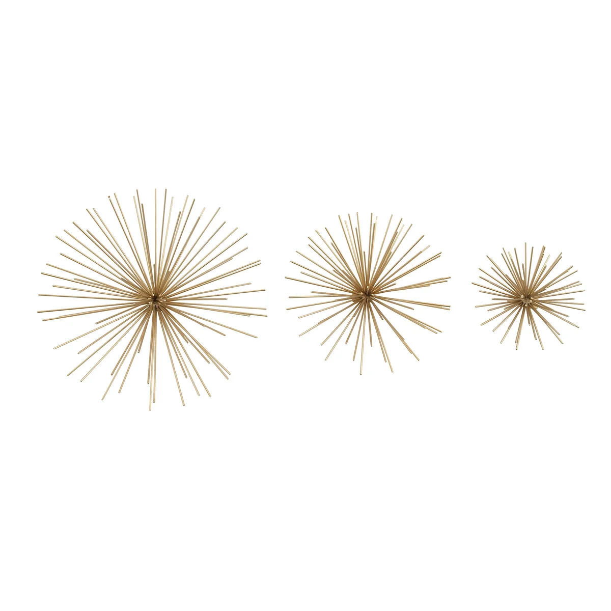 Benzara BM216465 Starburst Design Metal Wall Decor, Set of 3, Gold