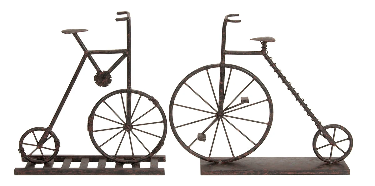 Benzara BM216508 Metal Bicycle Table Decor with Stable Base, Assortment of 2, Bronze