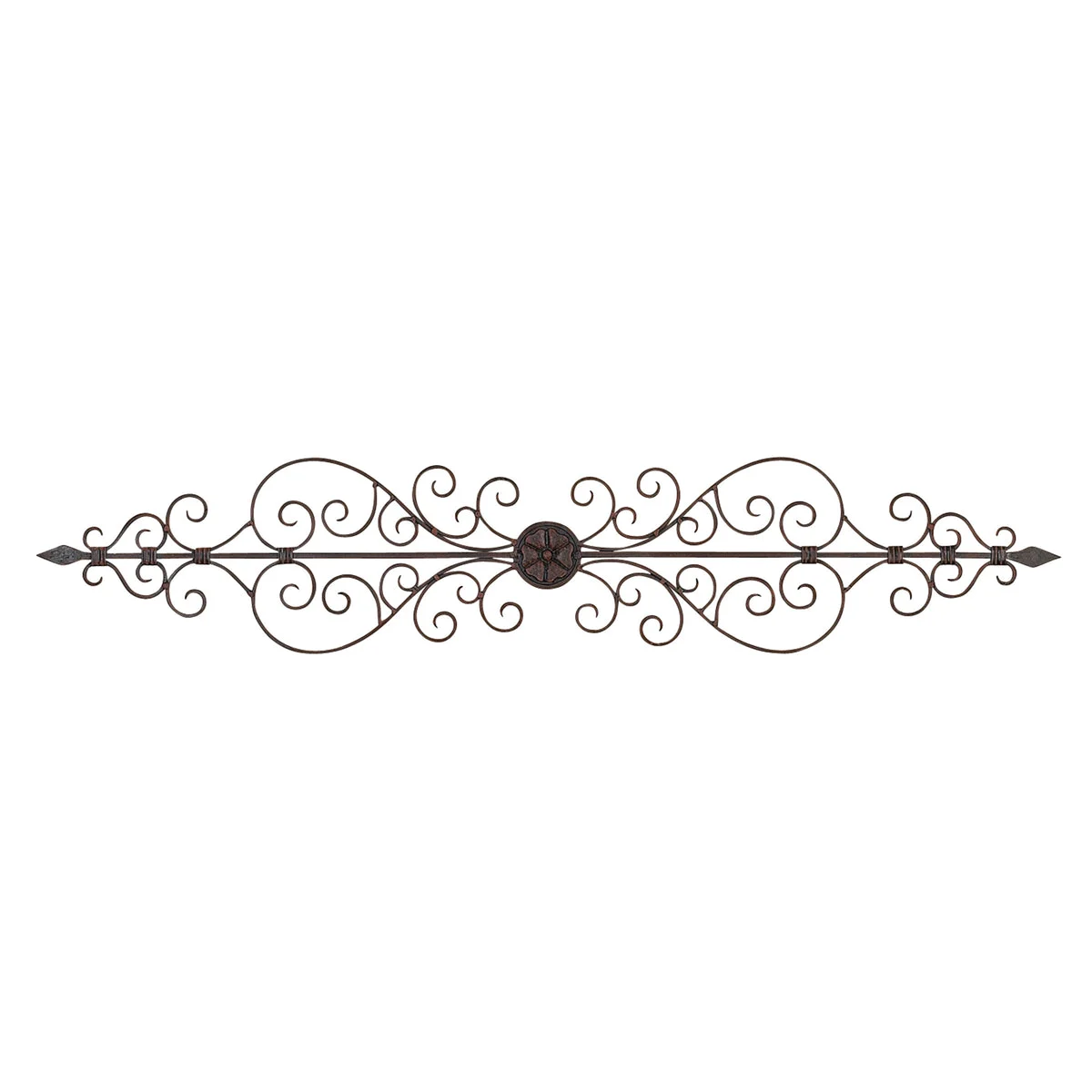 Benzara BM216520 Rustic Style Scroll Design Metal Wall Plaque with Mounting Hardware, Brown