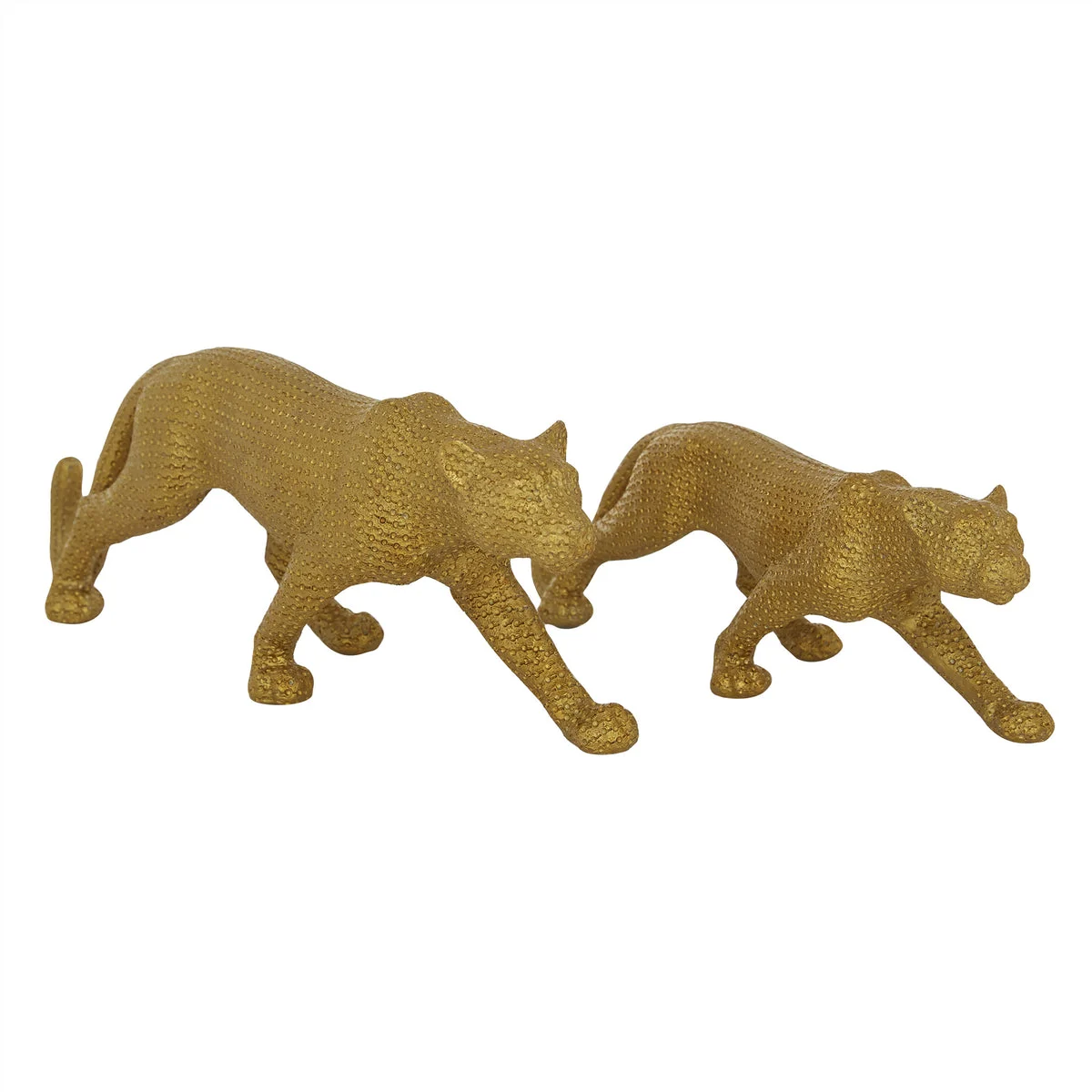Benzara BM216553 Polyresin Forward Moving Jaguar Figurine with Studded Design, Set of 2,Gold