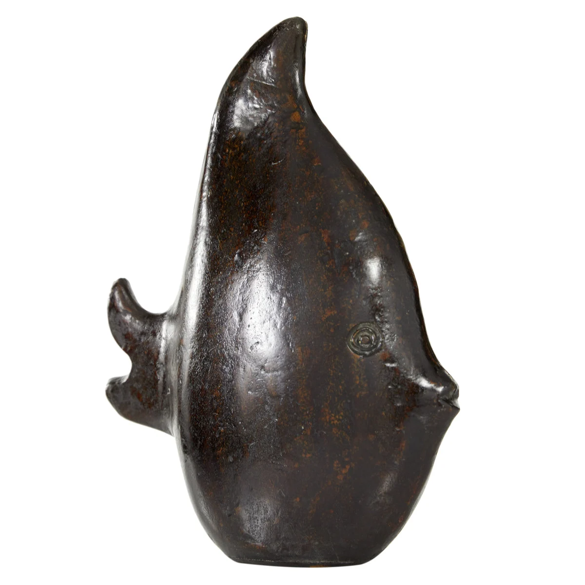 Benzara BM216586 Metal Fish Accent Decor with Elongated Fin and Carved Details, Bronze