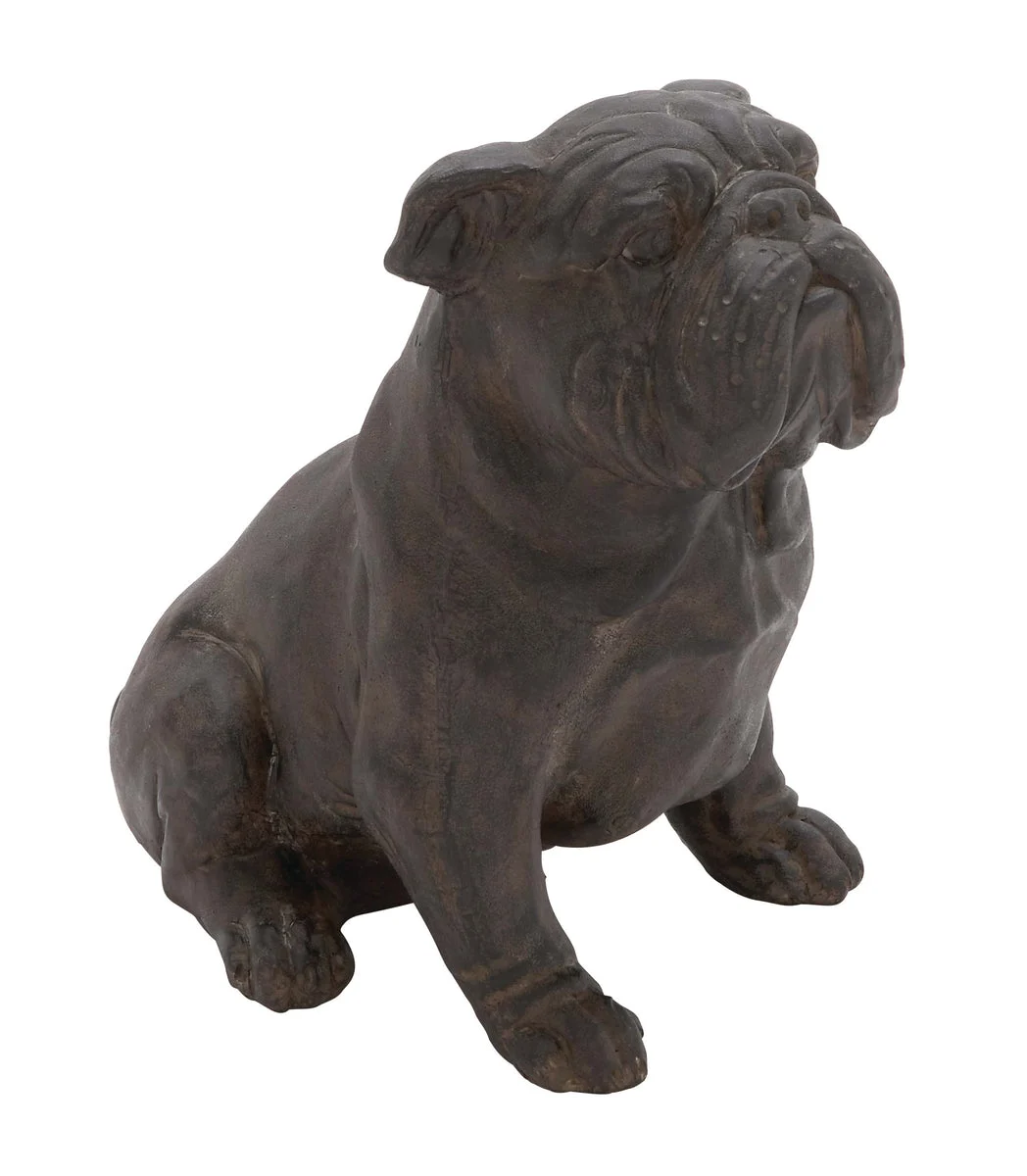 Benzara BM216617 Polystone Sitting Bulldog Figurine with Carved Details, Bronze