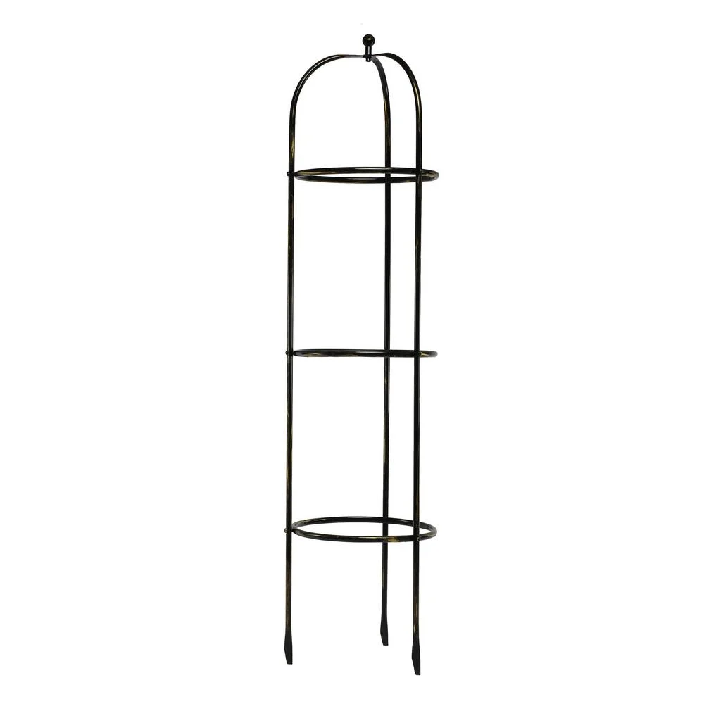 Benzara BM216741 Industrial Style 3 Tier Dome Shape Metal Frame Floor Planter, Black