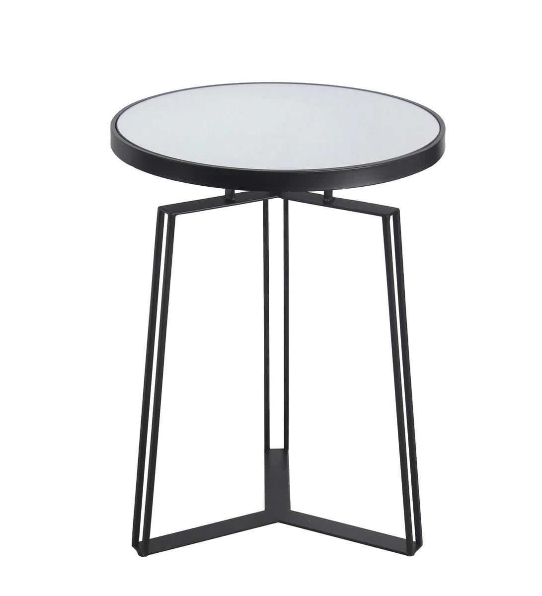 Benzara BM216999 Tripod Metal Accent Table with Round Top and Y shaped Base, Black